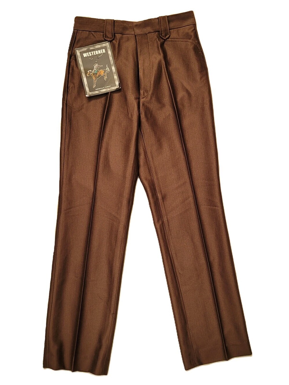 Westerner Men's 34x34 Brown Western Dress Pants Unhemmed High Waist - NEW